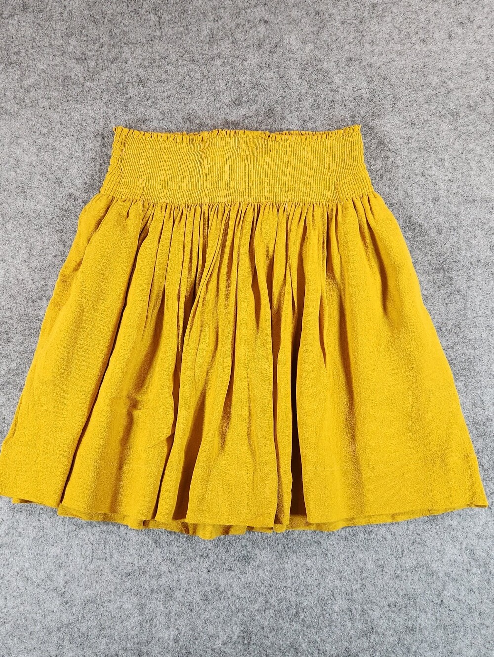 Banana Republic Yellow Smocked-Waist Circle Skirt Xsmall